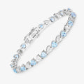 7.50 Ct Heart Blue Topaz & Diamond Prong Silver Tennis Bracelet by Fine Color Jewels