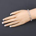 7.50 Ct Heart Blue Topaz & Diamond Prong Silver Tennis Bracelet by Fine Color Jewels
