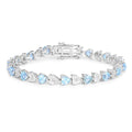 7.50 Ct Heart Blue Topaz & Diamond Prong Silver Tennis Bracelet by Fine Color Jewels
