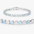 7.50 Ct Heart Blue Topaz & Diamond Prong Silver Tennis Bracelet by Fine Color Jewels
