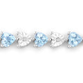 7.50 Ct Heart Blue Topaz & Diamond Prong Silver Tennis Bracelet by Fine Color Jewels