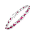 7.60 Ct Marquise Pink Ruby Diamond Prong 10k Gold Tennis Bracelet by Fine Color Jewels
