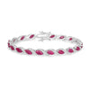7.60 Ct Marquise Pink Ruby Diamond Prong 10k Gold Tennis Bracelet