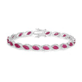 7.60 Ct Marquise Pink Ruby Diamond Prong 10k Gold Tennis Bracelet by Fine Color Jewels