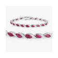 7.60 Ct Marquise Pink Ruby Diamond Prong 10k Gold Tennis Bracelet by Fine Color Jewels