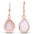 7.60 Ct Pear Pink Opal Bezel 18K Rose Gold Plated Silver Teardrop Dangle Earrings by Fine Color Jewels
