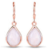 7.60 Ct Pear Pink Opal Bezel 18K Rose Gold Plated Silver Teardrop Dangle Earrings