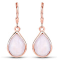 7.60 Ct Pear Pink Opal Bezel 18K Rose Gold Plated Silver Teardrop Dangle Earrings by Fine Color Jewels