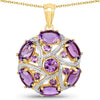 7.69 Ct Purple Amethyst Prong 18K Gold Plated Silver Cluster Pendant Necklace