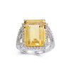 7.71 Ct Octagon Yellow Citrine and White Topaz Prong Silver Statement Ring