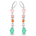 7.90 Ct Multi Stone Prong Sterling Silver Long Hanging Dangle Earrings by Fine Color Jewels