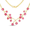 7.92 Ct Round Pink Topaz Prong 18K Gold Plated Silver BIB Rolo Chain Necklace