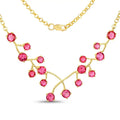 7.92 Ct Round Pink Topaz Prong 18K Gold Plated Silver BIB Rolo Chain Necklace by Fine Color Jewels