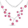 7.92 Ct Round Pink Topaz Prong 18K Gold Plated Silver BIB Rolo Chain Necklace by Fine Color Jewels