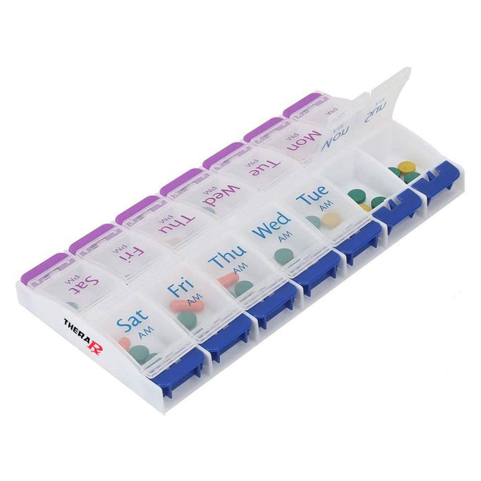 7-Day Push Button Pill, Medicine, Vitamin Organizer with AM/PM Large Compartments by DailySale