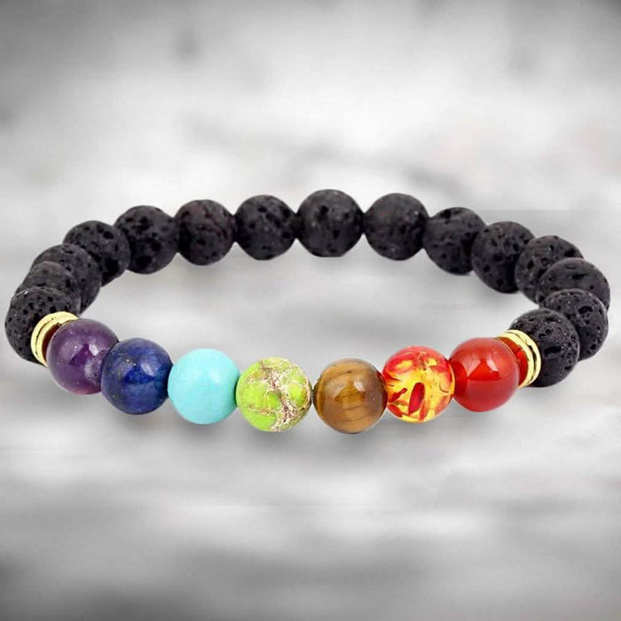 7 Genuine Chakra Healing Natural Stone Bead Bracelet by DailySale