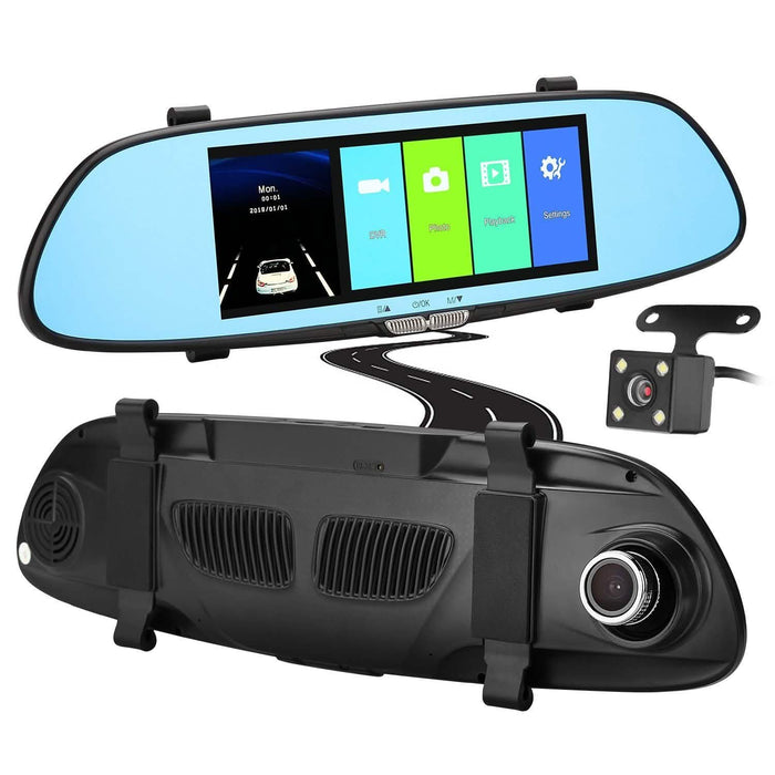 7'' HD 1080P Car DVR Dual Lens Camera Vehicle Rearview Mirror Dash Cam Recorder by DailySale