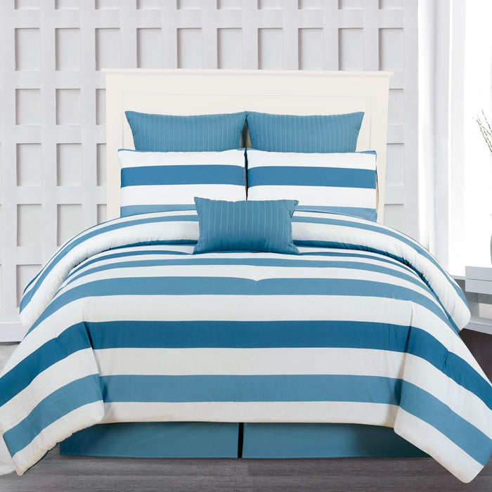 7-Piece: Cabana Stripe Reversible Hypoallergenic Comforter Set by DailySale