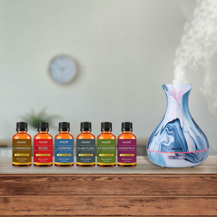 7-Piece Set: Hydro Dipped Ultrasonic Aromatherapy Diffuser With Essential Oil Gift Set by DailySale