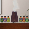 7-Piece Set: Natural Wood Grain Cool Mist Aromatherapy Diffuser With Essential Oil