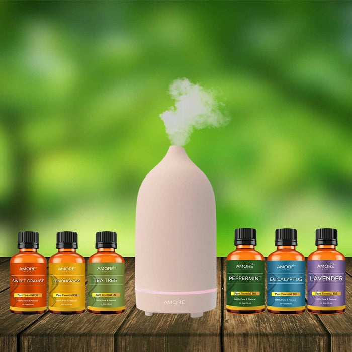 7-Piece: Ultrasonic Aromatherapy Essential Oil Diffuser with Essential Oils by DailySale