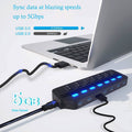 7 Port USB Data Hub 3.0 with Individual On/Off Switches and Lights by DailySale