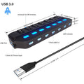 7 Port USB Data Hub 3.0 with Individual On/Off Switches and Lights by DailySale