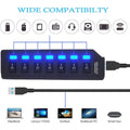 7 Port USB Data Hub 3.0 with Individual On/Off Switches and Lights by DailySale