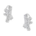 14K White Gold 2.0 Cttw Round-Brilliant Cut Diamond Domed X Shaped Omega Back Stud Earrings (H-I Color, I1-I2 Clarity) by Bids.com