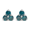 14KT White Gold Treated Blue Diamond Trio Stud Earrings (1 1/3 cttw, Blue) by Bids.com