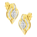10K Yellow Gold 1/3 cttw Round-Cut Diamond Cluster and Swirl Stud Earrings (J-K Clarity, I2-I3 Color) by Bids.com