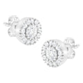 14k White Gold 1 cttw Diamond Halo Stud Earrings (I-J Clarity, I1-I2 Color) by Bids.com