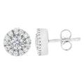 14k White Gold 1 cttw Diamond Halo Stud Earrings (I-J Clarity, I1-I2 Color) by Bids.com