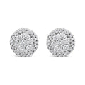 14K White Gold 1.0 Cttw Brilliant-Cut Diamond Halo-Style Cluster Round Button Stud Earrings (H-I Color, I1-I2 Clarity) by Bids.com