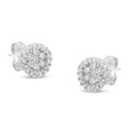 14K White Gold 1/2 Cttw Brilliant-Cut Diamond Halo-Style Cluster Round Button Stud Earrings (H-I Color, I1-I2 Clarity) by Bids.com