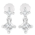 14K White Gold 3/4 cttw Double Diamond Princess-Cut Stud Earrings (I-J Clarity, I2-I3 Color) by Bids.com