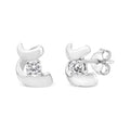 .925 Sterling Silver Round Cut Diamond Fashion Stud Earrings (0.10 cttw, I-J Color, I2-I3 Clarity) by Bids.com