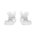 .925 Sterling Silver Round Cut Diamond Fashion Stud Earrings (0.10 cttw, I-J Color, I2-I3 Clarity) by Bids.com