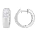 14K White Gold 1 1/8 cttw Princess and Round Cut Diamond Huggie Earrings (H-I, VS1-VS2) by Bids.com