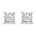 .925 Sterling Silver 1.0 Cttw Round Brilliant-Cut Diamond Miracle-Set Solitaire Stud Earrings (H-I Color, I2-I3 Clarity) by Bids.com
