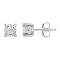 .925 Sterling Silver 1.0 Cttw Round Brilliant-Cut Diamond Miracle-Set Solitaire Stud Earrings (H-I Color, I2-I3 Clarity) by Bids.com