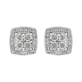 .925 Sterling Silver 1/4 cttw Round Cut Diamond Square Shape Milgrain Stud Earrings (I-J Color, I3 Clarity) by Bids.com
