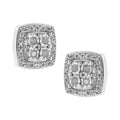 .925 Sterling Silver 1/4 cttw Round Cut Diamond Square Shape Milgrain Stud Earrings (I-J Color, I3 Clarity) by Bids.com