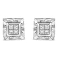 .925 Sterling Silver 1/6 Cttw Invisible Set Princess-Cut Diamond Quad Composite Stud Earrings (H-I Color, I1-I2 Clarity) by Bids.com