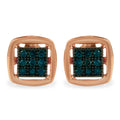 Rose Plated Sterling Silver Rose Cut Treated Diamond Stud Earring (0.25 cttw, Blue Color, I2-I3 Clarity) by Bids.com