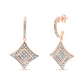 10K Rose Gold Plated Sterling Silver Round Cut Diamond Cushion Dangle Earrings (0.04 cttw, H-I Color, I2-I3 Clarity) by Bids.com
