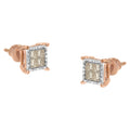 10K Two-Toned Princess-Cut Composite Diamond Stud Earrings (1/2 cttw, J-K Color, I1-I2 Clarity) by Bids.com