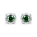 Sterling Silver Rose Cut Treated Green Diamond Solitaire Stud Earrings (0.25 cttw, Green Color, I2-I3 Clarity) by Bids.com