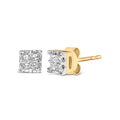 10k Yellow Gold Princess Diamond Quad Stud Earrings (1/4 cttw, J-K Color, I2-I3 Clarity) by Bids.com