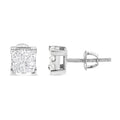10K White Gold 3/4 Cttw Invisible Set Princess-Cut Diamond Composite Square Stud Earrings (H-I Color, SI2-I1 Clarity) by Bids.com